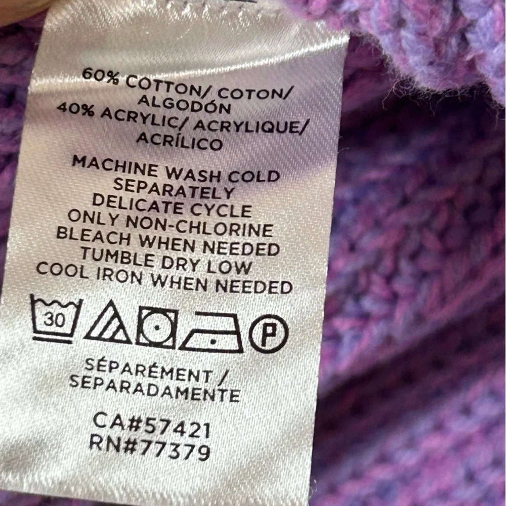 Ann‎ Taylor Pink and Purple Color Block Knit Sweater Women's Size Medium